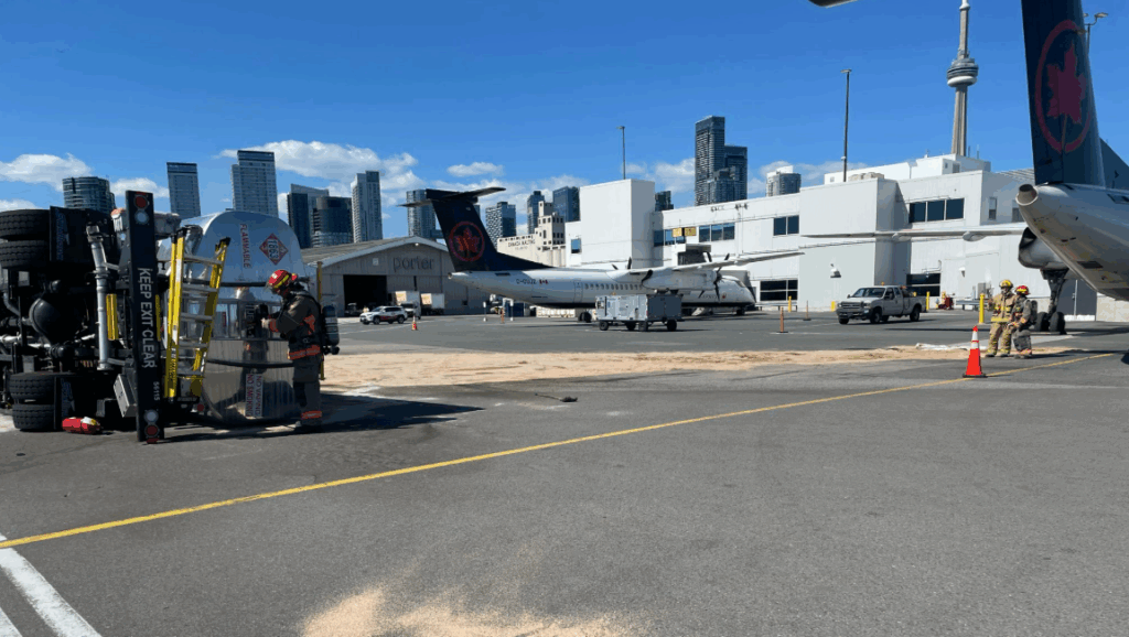 Fuel Spill at Billy Bishop Airport: Truck Overturns
